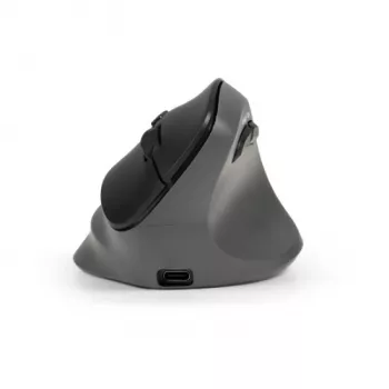 BakkerElkhuizen PRF Pro pelė dešinei rankai, vertikali, optinė, RF Wireless + Bluetooth + USB Type-C, 2400 DPI, juoda, pilka