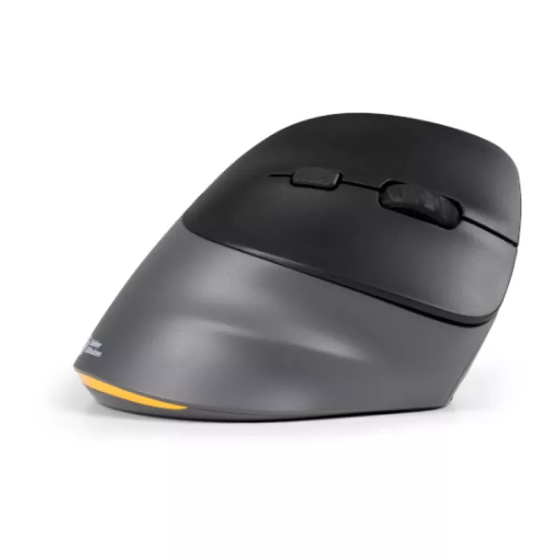 BakkerElkhuizen PRF Pro pelė dešinei rankai, vertikali, optinė, RF Wireless + Bluetooth + USB Type-C, 2400 DPI, juoda, pilka