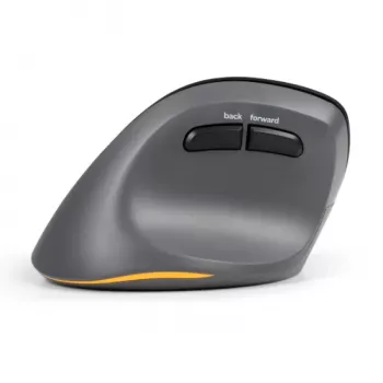 BakkerElkhuizen PRF Pro pelė kairiarankiams, kairė ranka, vertikali konstrukcija, optinė, RF Wireless + Bluetooth + USB Type-C, 2400 DPI, juoda, pilka