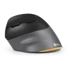 BakkerElkhuizen PRF Pro pelė kairiarankiams, kairė ranka, vertikali konstrukcija, optinė, RF Wireless + Bluetooth + USB Type-C, 2400 DPI, juoda, pilka