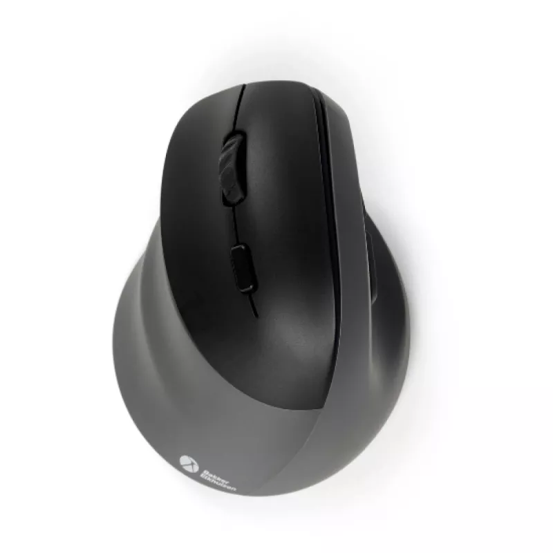 BakkerElkhuizen PRF Pro pelė kairiarankiams, kairė ranka, vertikali konstrukcija, optinė, RF Wireless + Bluetooth + USB Type-C, 2400 DPI, juoda, pilka