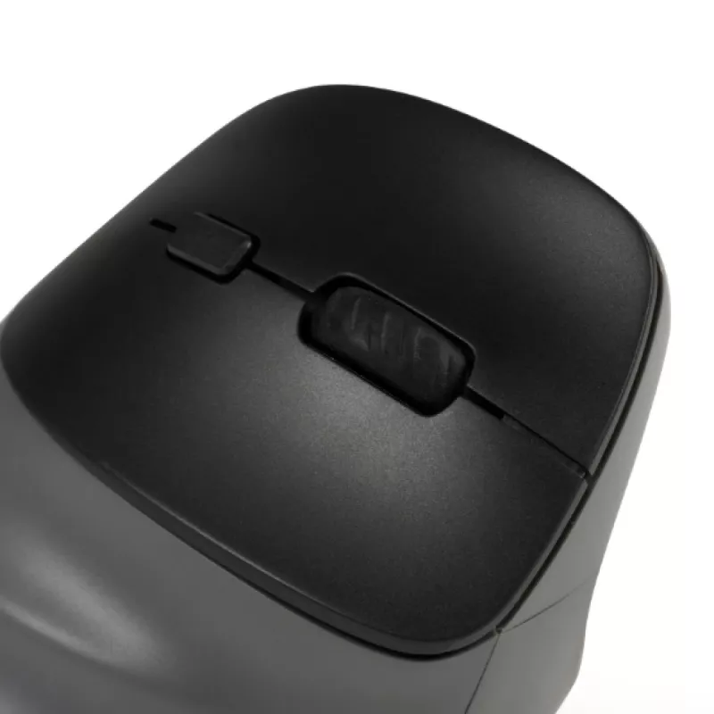 BakkerElkhuizen PRF Pro pelė kairiarankiams, kairė ranka, vertikali konstrukcija, optinė, RF Wireless + Bluetooth + USB Type-C, 2400 DPI, juoda, pilka
