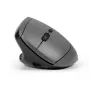 BakkerElkhuizen MidWay pelė kairiarankiams, vertikalaus dizaino, optinė, RF Wireless + Bluetooth + USB Type-C, 2400 DPI, pilka, juoda