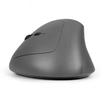 BakkerElkhuizen MidWay pelė kairiarankiams, vertikalaus dizaino, optinė, RF Wireless + Bluetooth + USB Type-C, 2400 DPI, pilka, juoda