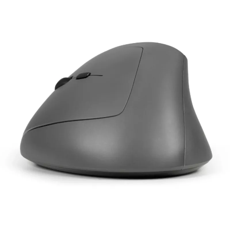 BakkerElkhuizen MidWay pelė kairiarankiams, vertikalaus dizaino, optinė, RF Wireless + Bluetooth + USB Type-C, 2400 DPI, pilka, juoda
