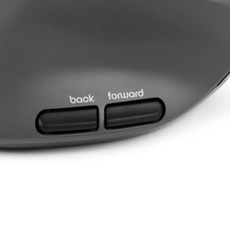 BakkerElkhuizen MidWay pelė kairiarankiams, vertikalaus dizaino, optinė, RF Wireless + Bluetooth + USB Type-C, 2400 DPI, pilka, juoda