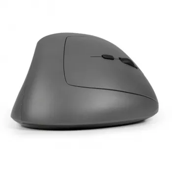 BakkerElkhuizen MidWay pelė dešinei rankai, vertikalaus dizaino, optinė, RF belaidė + Bluetooth + USB Type-C, 2400 DPI, pilka, juoda
