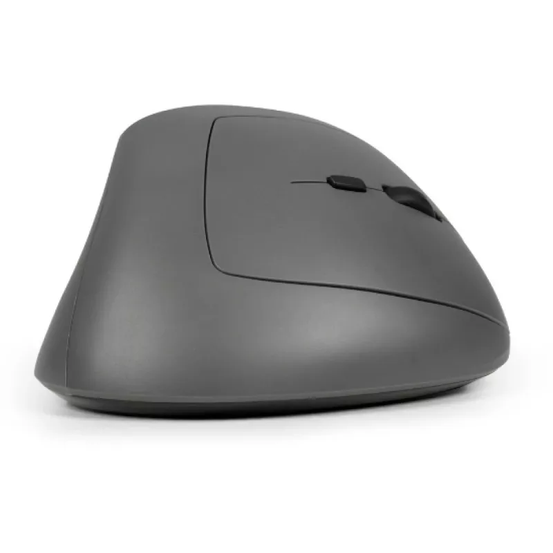 BakkerElkhuizen MidWay pelė dešinei rankai, vertikalaus dizaino, optinė, RF belaidė + Bluetooth + USB Type-C, 2400 DPI, pilka, juoda