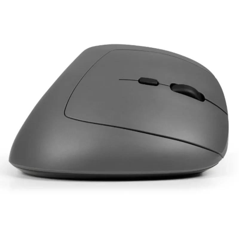 BakkerElkhuizen MidWay pelė dešinei rankai, vertikalaus dizaino, optinė, RF belaidė + Bluetooth + USB Type-C, 2400 DPI, pilka, juoda
