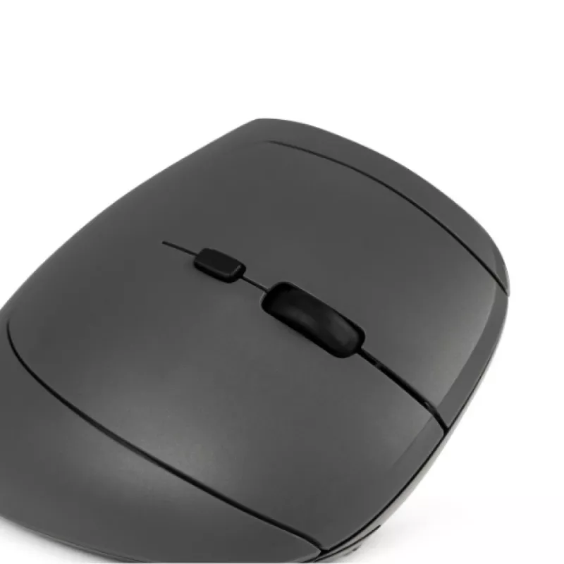 BakkerElkhuizen MidWay pelė dešinei rankai, vertikalaus dizaino, optinė, RF belaidė + Bluetooth + USB Type-C, 2400 DPI, pilka, juoda