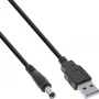 InLine USB nuolatinės srovės maitinimo adapterio laidas, USB A kištukas – nuolatinės srovės 5,5×2,10 mm lizdas, juodas, 1 m