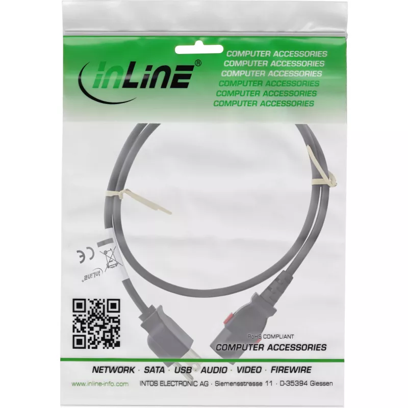 InLine 16953U maitinimo laidas juodas 3 m IEC C13 NEMA 5-15P