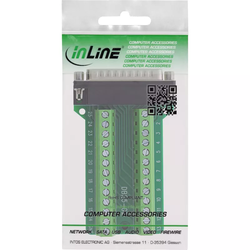 InLine 92502F gnybtų blokas / D-Sub 25 lizdas, žalias