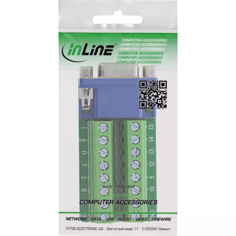 InLine 92503A VGA (HD15) gnybtų blokas, mėlynas, žalias