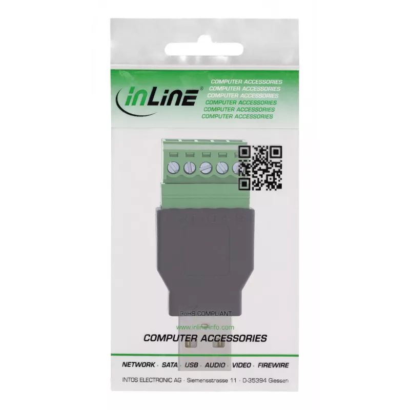 InLine 92504A USB-A / gnybtinis blokas 5 kontaktų juoda, žalia