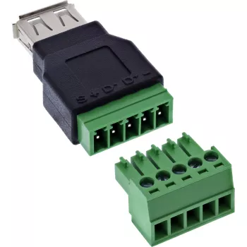 InLine 92504B USB-A į gnybtų bloką adapteris, 5 kontaktų, juodas/žalias