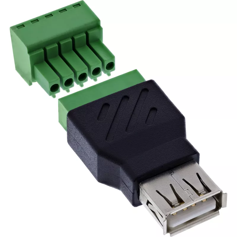 InLine 92504B USB-A į gnybtų bloką adapteris, 5 kontaktų, juodas/žalias