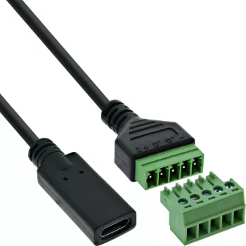 InLine 92504F laidas USB-C / gnybtų blokas, 5 kontaktų, juoda, žalia