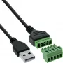 InLine 92504G USB-A / gnybtų blokas, 5 kontaktų, juodas, žalias