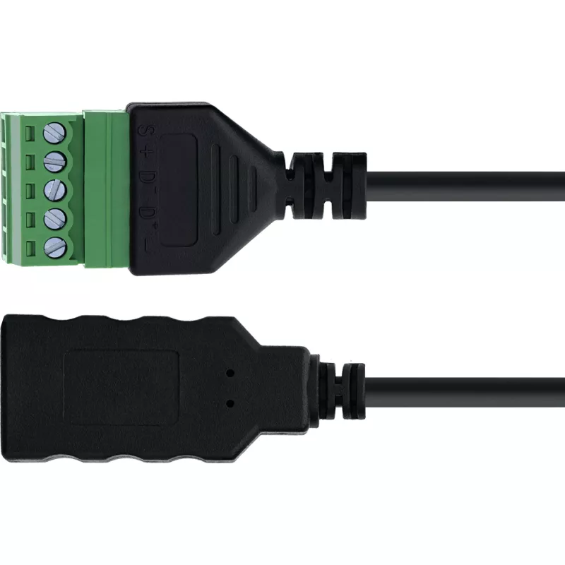 InLine 92504H USB-A / gnybtų blokas, 5 kontaktų, juodas, žalias