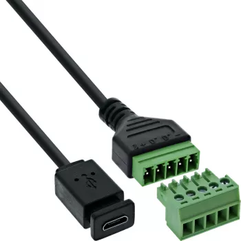 InLine 92504D laidas jungtis Micro USB / gnybtų blokas, 5 kontaktų, juoda, žalia