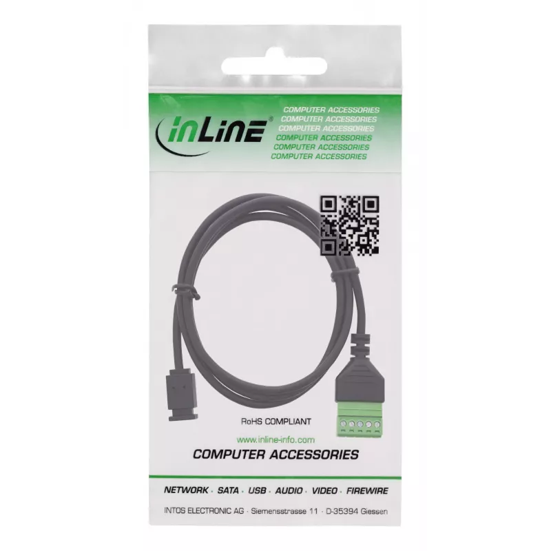 InLine 92504D laidas jungtis Micro USB / gnybtų blokas, 5 kontaktų, juoda, žalia