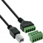InLine 92504I laidas su USB-B / gnybtų bloku, 5 kontaktų, juoda, žalia