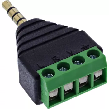 InLine 92504J 3,5 mm 4 kontaktų TRRS kištukas / gnybtų blokas 4 gnybtai, juoda, žalia