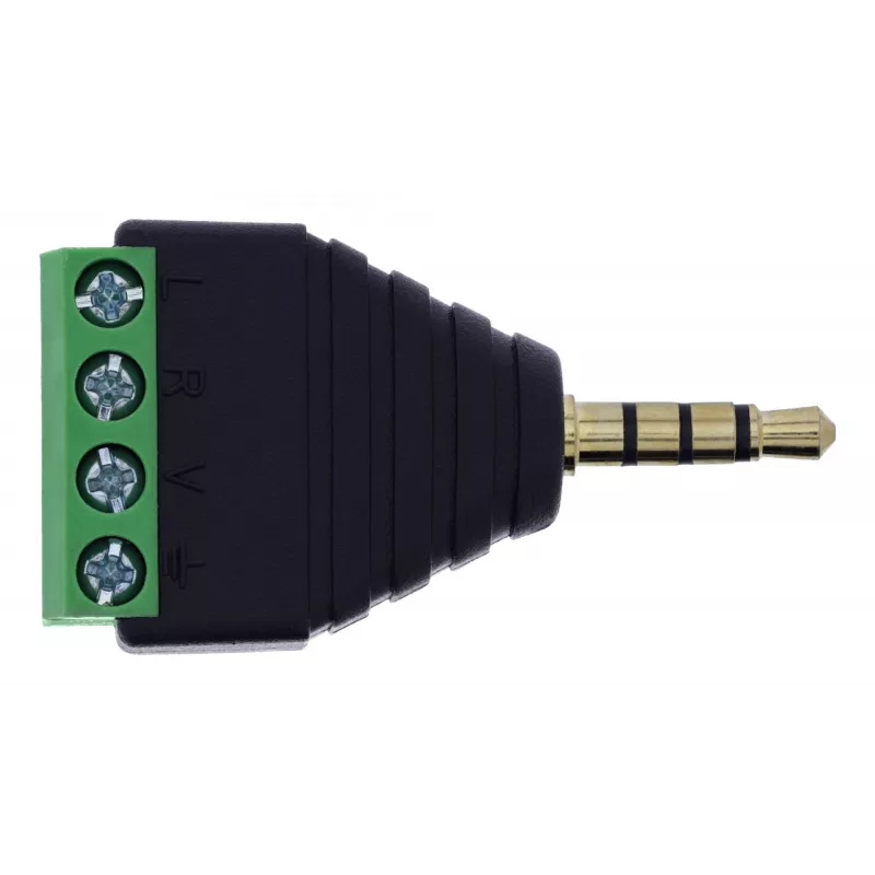 InLine 92504J 3,5 mm 4 kontaktų TRRS kištukas / gnybtų blokas 4 gnybtai, juoda, žalia