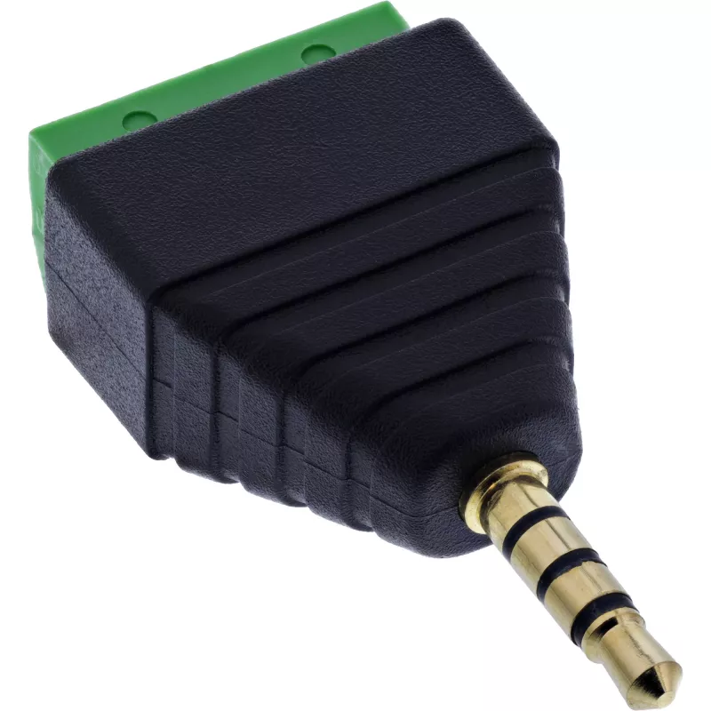 InLine 92504J 3,5 mm 4 kontaktų TRRS kištukas / gnybtų blokas 4 gnybtai, juoda, žalia