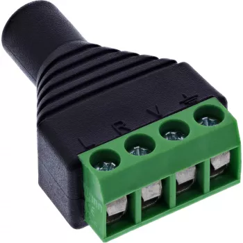 InLine 92504K laido jungtis 3,5 mm 4 kontaktų TRRS / gnybtų blokas 4 gnybtai Juoda, Žalia