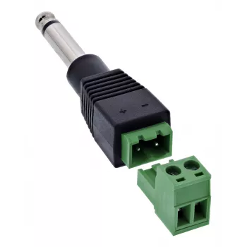 InLine 92504M laido jungtis 6.35 mm 2 kontaktų kištukas TS / gnybtų blokas 2 gnybtai Juoda, Žalia