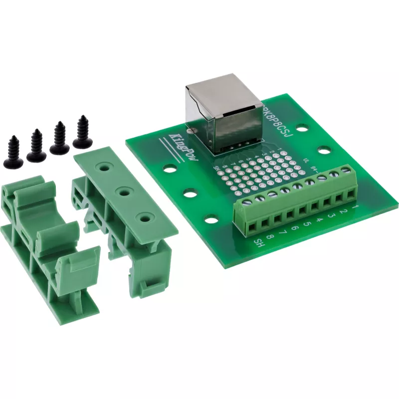InLine 92505B RJ45 lizdo gnybtų blokas, tiesus, DIN bėgiui