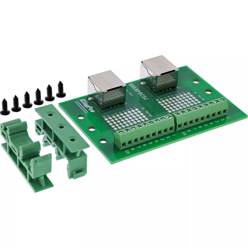 InLine 92505C dvigubas RJ45 lizdų gnybtų blokas, tiesus, DIN bėgiui