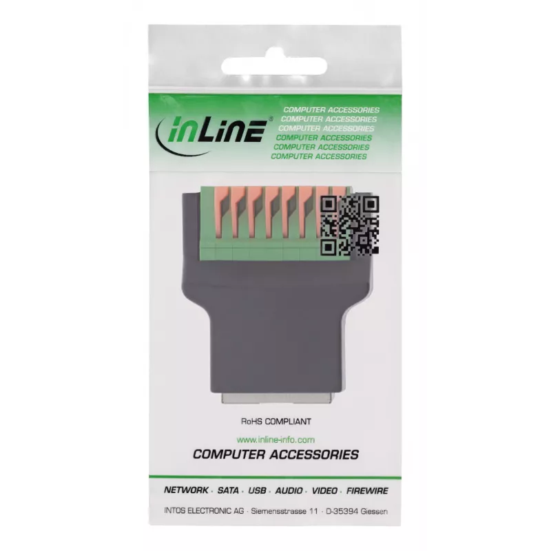 InLine 92505E RJ45 8P8C / gnybtų blokas, 8 kontaktų, juodas