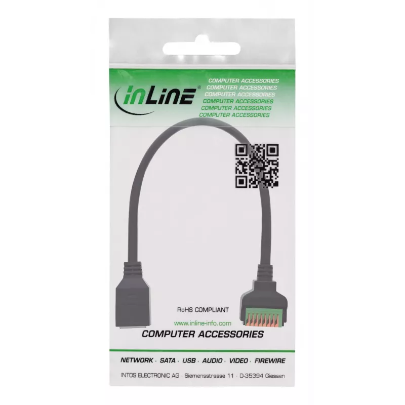 InLine 92505H laidų jungtis RJ45 Cat.5e 8P8C / gnybtų blokas, 8 kontaktų, juoda