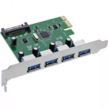 InLine 76666M PCIe USB 3.2 Gen 1 plėtotės kortelė su 4 USB-A prievadais