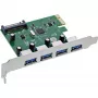 InLine 76666M PCIe USB 3.2 Gen 1 plėtotės kortelė su 4 USB-A prievadais
