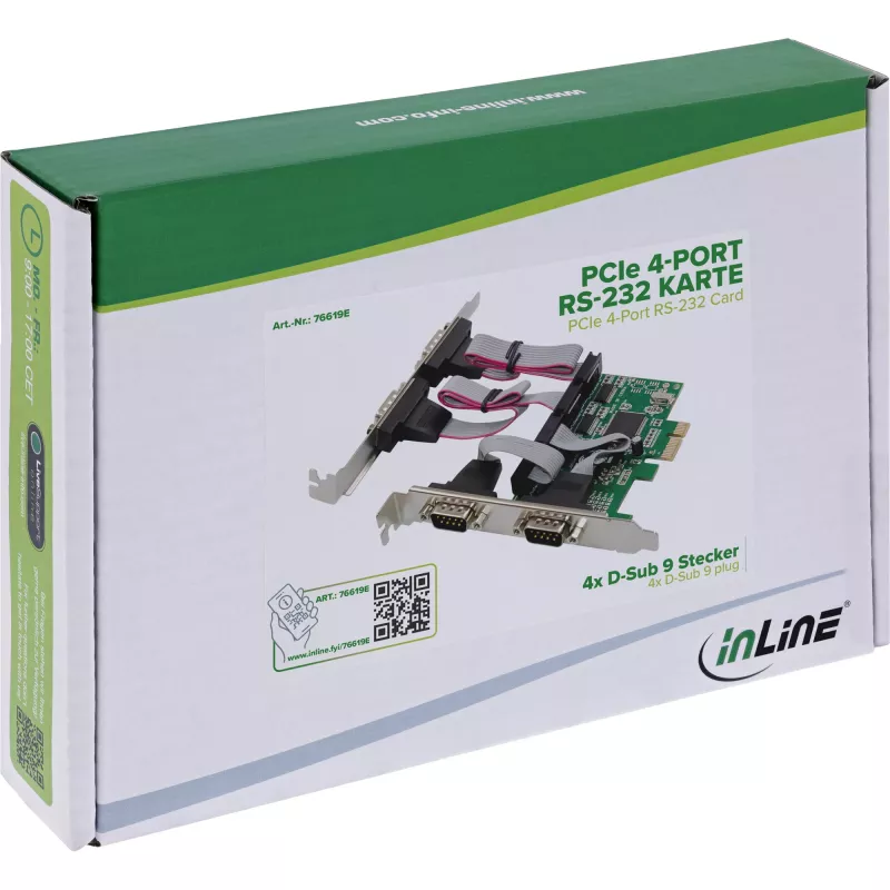 PCIe 4 prievadų RS-232 sąsajos adapteris InLine 76619E