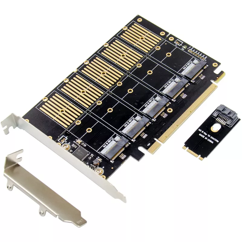 InLine 76619G PCIe x16 sąsajos adapteris – 5x M.2 SATA prievadai