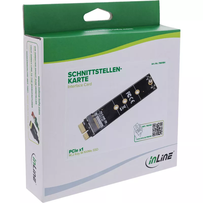 InLine 76619H PCIe x1 į M.2 Key M adapterio plokštė NVMe SSD