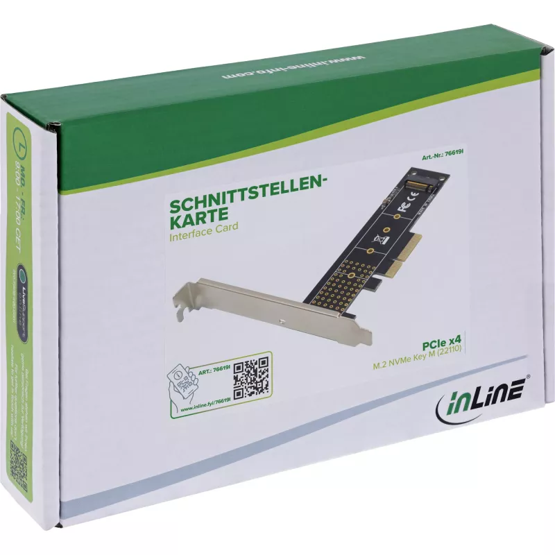 InLine 76619I – PCIe x4 adapterio kortelė M.2 NVMe SSD