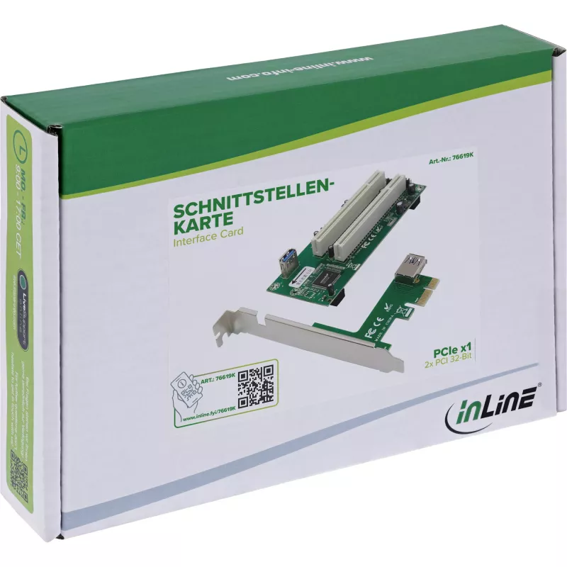 InLine 76619K PCIe x1 į 2x PCI 32 bitų sąsajos plokštė