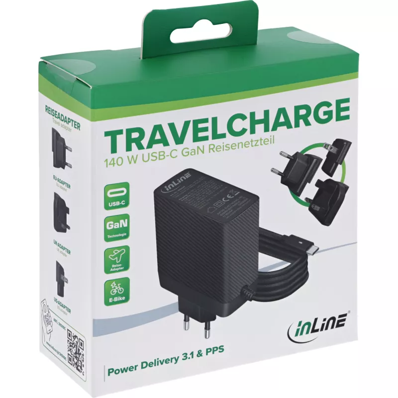 Mobiliojo įrenginio įkroviklis InLine 31516C — kompaktiškas USB maitinimo adapteris, skirtas išmaniesiems telefonams ir planšetėms