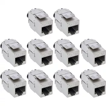InLine 76202V Keystone RJ45 lizdas slim, SNAP-In, Cat.6A, su integruotu kabelio raiščiu, 10 vnt.