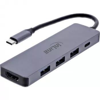 InLine 33271A USB 3.2 Gen 1 tipo C sąsajos stotelė, 5000 Mbit/s, pilka
