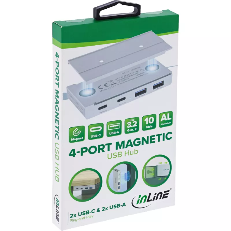InLine 35395M sąsajos centras USB 3.2 Gen 2 (3.1 Gen 2) Type-C 10000 Mbit/s sidabrinis