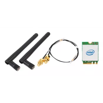 Belaidžio ryšio WLAN/Bluetooth rinkinys SHUTTLE WLN-M12 su Intel AX210 M.2 plokšte, triju juostų Wi‑Fi 6E (2,4/5/6 GHz), 2x2, 2400 Mbit/s, išorinėmis antenomis