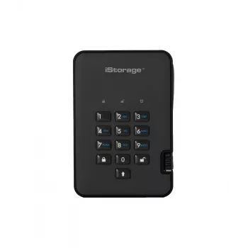 iStorage diskAshur2 256 bit 1 TB USB 3.2 šifruotas kietojo kūno diskas - juodas IS-DA2-256-SSD-1TB-B