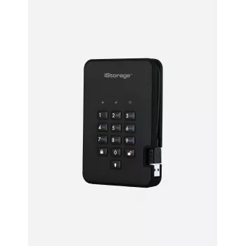 iStorage diskAshur2 256 bit 1 TB USB 3.2 šifruotas kietojo kūno diskas - juodas IS-DA2-256-SSD-1TB-B